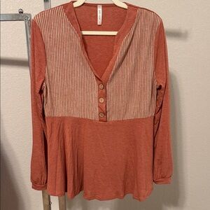 Boutique Brand Emerald Women's Rust Button-Down Top L NWOT